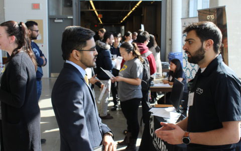 Our cool engineering students chatting with industry professionals